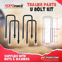 4 Pcs Square Top U-Bolts 12mm*72mm*185mm*110mm 4WD Trailer Caravan Boat