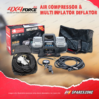 4X4FORCE V4 Air Compressor with Gauge & 4 Tyre Multi Inflator Deflator Combo Kit