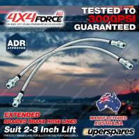 2 Rear Braided Extended L+R Brake Hoses Lines for Mitsubishi Triton ML MN 06-On