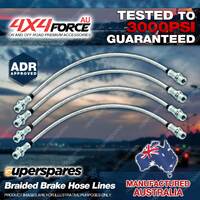4x Fr + Rr Braided Brake Hoses Lines for Toyota Landcruiser Prado RZJ120 TRJ150