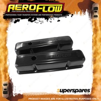 Aeroflow Brand Black Steel Valve Covers for Small Block Chevy Early AF1822-5000