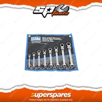 SP Tools 8Pcs Double Ring Gear Drive Spanner Set - Flex Head Metric Wrench Cr-V