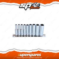 SP Tools 9Pcs 1/4" Drive Deep Socket Rail Set - 12 Point SAE Cr-V Steel