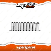 SP Tools 10Pcs 3/8" Drive Deep Socket Rail Set - 6 Point Metric Cr-V Steel