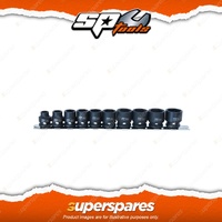 SP Tools 10Pcs 3/8" Drive Impact Socket Rail Set - 6 Point Metric Stubby Cr-Mo