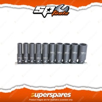 SP Tools 10Pcs 3/8" Drive Deep Impact Socket Rail Set - 6 Point Metric Cr-Mo