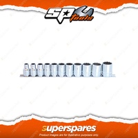 SP Tools 11Pcs 1/2" Drive Socket Rail Set - 12 Point SAE Chrome Vanadium Steel