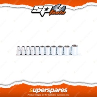 SP Tools 12Pcs 1/2" Drive Socket Rail Set - 6 Point Metric Chrome Vanadium Steel