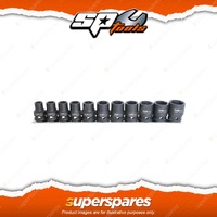 SP Tools 11Pcs 1/2" Drive Impact Socket Rail Set - 6 Point Metric Cr-Mo Steel