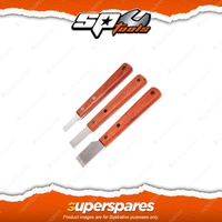 SP Tools 3Pcs Scraper Set - 10 15 23mm Blades Stainless Steel Duty Timber Handle