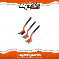 SP Tools 3Pcs 180mm Wire Brush Set - 3 Rows of Bristles on Brush 5 Hole Tips