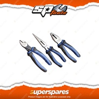 SP Tools 3Pcs 200mm Plier Cutter Set - High Leverage Combination Long Nose