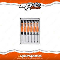 SP Tools 6Pcs Precision Mini Screwdriver Set - Chrome Vanadium Steel Durability
