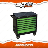 SP Tools 7 Drawer Sumo Series Roller Cabinet Black/Green Drawers Wider Storage
