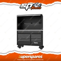 SP Tools 59" USA Sumo Series Roller Cabinet Power Top Hutch Combo - Black/Chrome