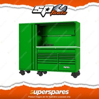 SP Tools 86" USA Sumo Series Green Roll Cab Power Hutch & Side Cabinet Toolkit