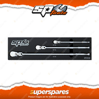 SP Tools 3 Pcs 1/4" 3/8" 1/2" Drive Long Sealed Flex Head Ratchet Set