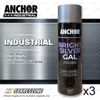 3 x Anchor Bright Silver Gal 400G - Excellent Coverage and Durable Coat