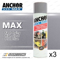 3 x Anchor Max Dingli Grey 400Gm - Fast-Drying High-Performance Enamel Coating