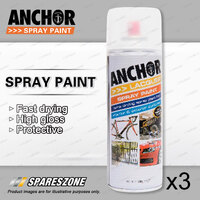 3 x Anchor Flat Clear 5% Gloss Lacquer Spray Paint 300 Gram Aerosol Coating