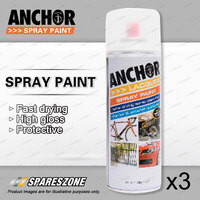 3 x Anchor Gloss Clear Lacquer Spray Paint 300 Gram Versatile Aerosol Coating