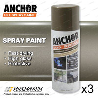 3 x Anchor Primer Grey Lacquer Spray Paint 300 Gram Versatile Aerosol Coating