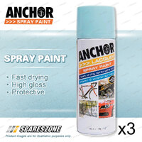 3 x Anchor Blue Lacquer Spray Paint 300 Gram Versatile Aerosol Coating