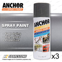 3 x Anchor Matt Black Lacquer Spray Paint 300 Gram Versatile Aerosol Coating