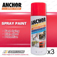 3 pc Anchor Red Lacquer Spray Paint 300 Gram Versatile Aerosol Coating