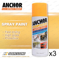 3 x Anchor Chrome Yellow Lacquer Spray Paint 300 Gram Versatile Aerosol Coating