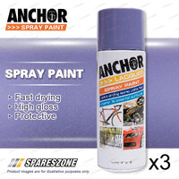 3 x Anchor Violet Blue Lacquer Spray Paint 300 Gram Versatile Aerosol Coating