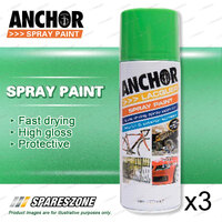 3 x Anchor Grass Green Lacquer Spray Paint 300 Gram Versatile Aerosol Coating