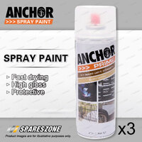 3 x Anchor Plastic Primer Lacquer Spray Paint 300Gram Versatile Aerosol Coating