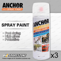 3 x Anchor Satin Clear 40 Percent Gloss Lacquer Spray Paint 300 Gram Aerosol