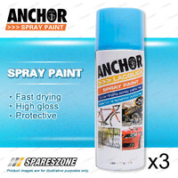 3 x Anchor Fluorescent Blue Lacquer Spray Paint 300 Gram Aerosol Coating