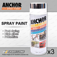 3 x Anchor Decorative Chrome Lacquer Spray Paint 300 Gram Aerosol Coating