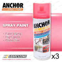 3 x Anchor Sparkling Red Lacquer Spray Paint 300 Gram Versatile Aerosol Coating