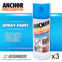 3 x Anchor Sparkling Blue Lacquer Spray Paint 300Gram Versatile Aerosol Coating