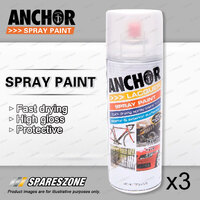 3 x Anchor Sparkling Silver Lacquer Spray Paint 300 Gram Aerosol Coating