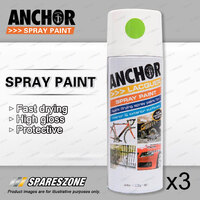 3 x Anchor Kawasaki Green Lacquer Spray Paint 300Gram Versatile Aerosol Coating