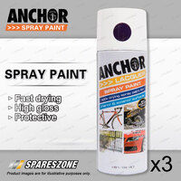 3 x Anchor Light Purple Lacquer Spray Paint 300 Gram Versatile Aerosol Coating