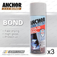3 x Anchor Shield Cold Galvanising Paint 370G Repair On Colorbond Powder Coated