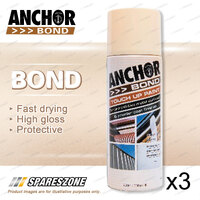 3 x Anchor Bond Classic Cream / Smooth Cream Paint 300 Gram For Repair