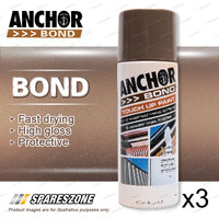3 x Anchor Bond Estate / Iron Bark Paint 300 Gram For Repair On Colorbond