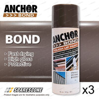 3 x Anchor Bond Hammersley Brown Paint 300 Gram For Repair On Colorbond