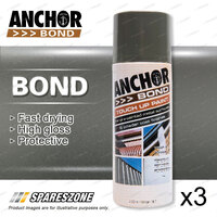 3 x Anchor Bond Anotec Dark Grey Paint 300 Gram For Repair On Colorbond