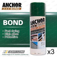 3 x Anchor Bond Hawthorn Green Paint 300 Gram Repair On Colorbond Powder Coated