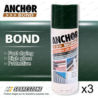 3 x Anchor Bond Deep Brunswick Green Paint 300 Gram For Repair On Colorbond