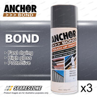 3 x Anchor Bond Ironstone Dark Stone Iron Grey Paint 300 Gramram For Repair