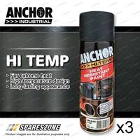 3 x Anchor Hi Temp Bbq Black Paint 300 Gram Coating For Heat-Resistant Surfaces